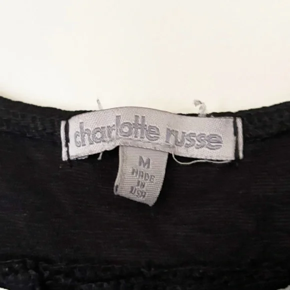 Charlotte Russe‎ Black Peplum Tank Top Womens Sz Medium Fitted Back Strap Detail - Picture 2 of 7